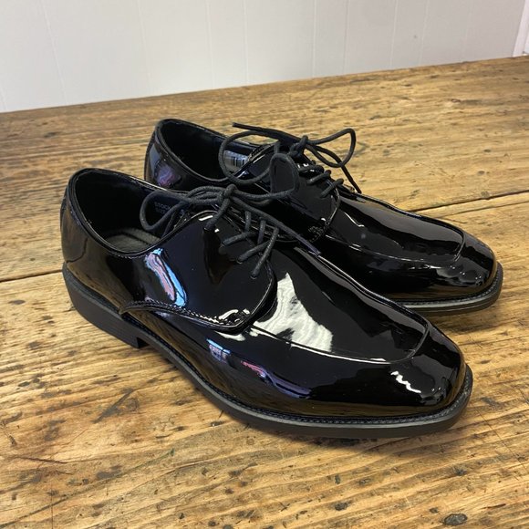 Men's Black Square Toe Tuxedo Shiny Formal Wedding Dress Business Lace up Shoes - Picture 5 of 7